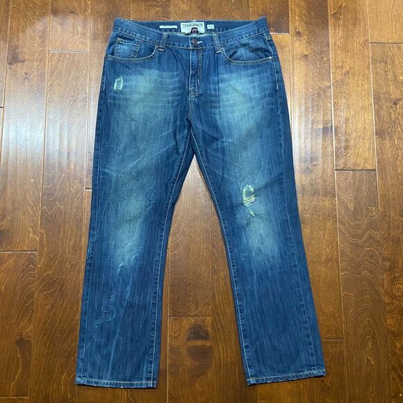 Ecko Unltd. Vintage Y2K Straight Leg Distressed Denim Blue Jeans Size 38 x 32 - Picture 4 of 10